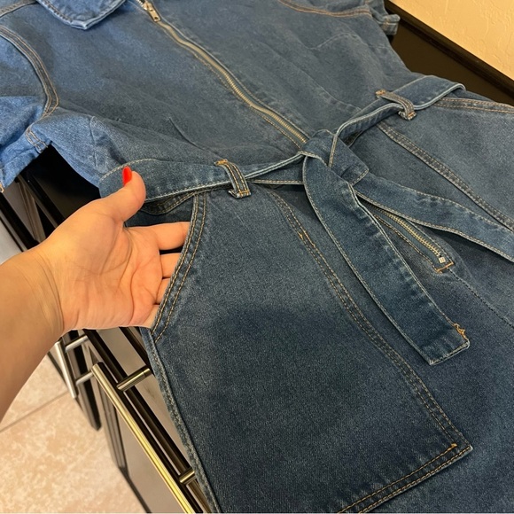 Velvet Heart denim jumpsuit, 100% Cotton, short sleeve size L - Picture 11 of 16